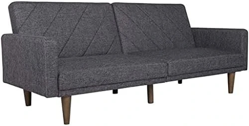 WYKDD Convertible Futon Couch Bed With Linen Upholstery And Wood Legs - Grey 5 WYKDD Convertible Futon Couch Bed With Linen Upholstery And Wood Legs - Grey - Image 5
