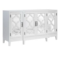 59.8'' Mirrored Console, Sideboard For Living And Dining Room With 4 Cabinets And 3 Adjustable Shelves.