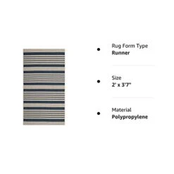 SAFAVIEH Courtyard Collection 2' X 3'7" Navy/Beige CY6062 Stripe Indoor/ Outdoor-Waterproof Easy-Cleaning Patio Backyard Mudroom Accent-Rug -Safavieh Furniture 31G8Y9J6zmL