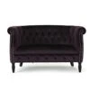 GDFStudio Melaina Tufted Chesterfield Velvet Loveseat With Scrolled Arms, BlackBerry And Dark Brown