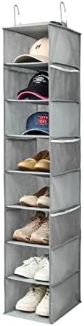 Berdeng Hanging Shoe Organizer For Closet With Side Mesh Pockets,Hat Racks For Baseball Caps,Shoe And Hat Holder & Storage,8-Shelf,Gray,2 Pack 11 Berdeng Hanging Shoe Organizer For Closet With Side Mesh Pockets,Hat Racks For Baseball Caps,Shoe And Hat Holder & Storage,8-Shelf,Gray,2 Pack - Image 11