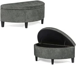 Joveco 43.5" Storage Bench- Velvet Half Moon Ottoman- Tufted Storage Ottoman With Rivet- Half Moon Storage Ottoman- Toy Chests & Storage Bench For Bedroom And Entryway (Gray) -Safavieh Furniture 31GKvNQOyWL. AC
