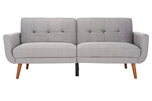 Safavieh Home Bushwick Modern Grey And Brown Foldable Futon Sofa Bed 3 Safavieh Home Bushwick Modern Grey And Brown Foldable Futon Sofa Bed - Image 3