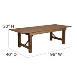 Flash Furniture HERCULES Series 8' X 40" Rectangular Antique Rustic Solid Pine Folding Farm Table -Safavieh Furniture 31GPJZSbOIL