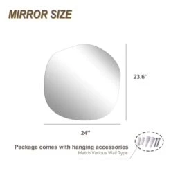 FICTOR Irregular Wall Mirror, Frameless Mirror Wall Hanging For Bathroom, Entryway, Bedroom, Bathroom Vanity Mirror, Wall Mounted Mirror (T-24'' X 23.6'') -Safavieh Furniture 31GPefAepcL