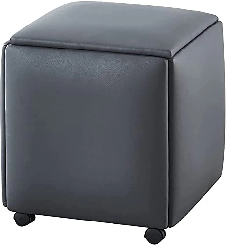 KIPMIK Modern Lightweight Functional Vanity Stool Upholstered Leather Vanity Chairs With Heavy Duty Legs & Universal Wheels, Suitable For Living Room (Color : Gray) 1 KIPMIK Modern Lightweight Functional Vanity Stool Upholstered Leather Vanity Chairs With Heavy Duty Legs & Universal Wheels, Suitable For Living Room (Color : Gray)