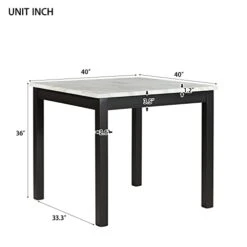 5 Piece Dining Table Set, Kitchen Table Sets, Counter Height Dining Table Set With Faux Marble Dining Table And 4 Upholstered-Seat Chairs, Dining Room Table Set For Kitchen/Living Room, Gray -Safavieh Furniture 31GmaiwRLNL 2