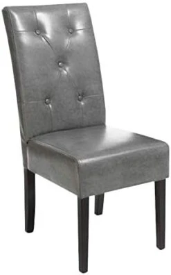 Christopher Knight Home Taylor Bonded Leather Dining Chairs, 2-Pcs Set, Dark Grey -Safavieh Furniture 31GqufIbXjL. AC