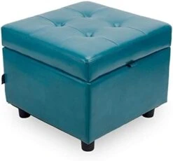 H&B Luxuries Tufted Leather Square Flip Top Storage Ottoman Cube Foot Rest (Black) 19 H&B Luxuries Tufted Leather Square Flip Top Storage Ottoman Cube Foot Rest (Black) -Safavieh Furniture 31H8AhjL3KL. AC