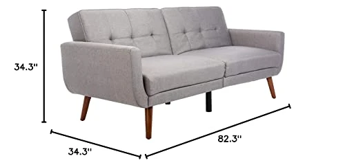 Safavieh Home Bushwick Modern Grey And Brown Foldable Futon Sofa Bed 2 Safavieh Home Bushwick Modern Grey And Brown Foldable Futon Sofa Bed - Image 2