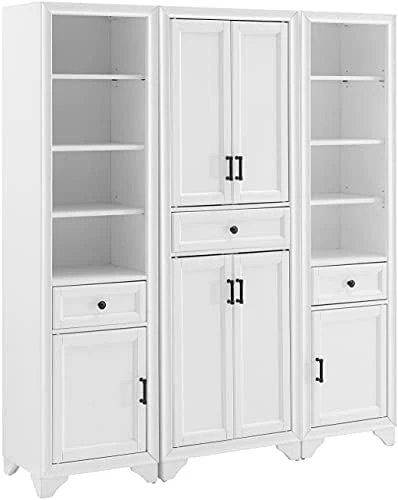 Crosley Furniture KF33006WH Tara 3-Piece Pantry Set With Pantry And 2 Linen Cabinets, Distressed White 7 Crosley Furniture KF33006WH Tara 3-Piece Pantry Set With Pantry And 2 Linen Cabinets, Distressed White - Image 7