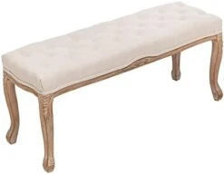 XRHOM Foot Stools Ottoman Entryway Bench Vanity Stool Shoe Bench Upholstered Dining Room Bench Foot Rest With Carved Pattern Solid Rubber Wood Legs For Bedroom, Beige 13 XRHOM Foot Stools Ottoman Entryway Bench Vanity Stool Shoe Bench Upholstered Dining Room Bench Foot Rest With Carved Pattern Solid Rubber Wood Legs For Bedroom, Beige -Safavieh Furniture 31HjWlvqKCL. AC