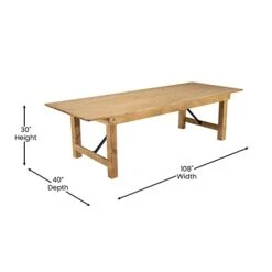 Flash Furniture HERCULES Commercial Grade Farmhouse Dining Table - Solid Pine Foldable Dining Table With Seating For 10 - 9'x40" - Antique Rustic Light Natural -Safavieh Furniture 31HlK4ptbpL