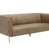 Amazon Brand – Rivet Frederick Mid-Century Channel Tufted Leather Sofa Couch, 77.5"W, Taupe