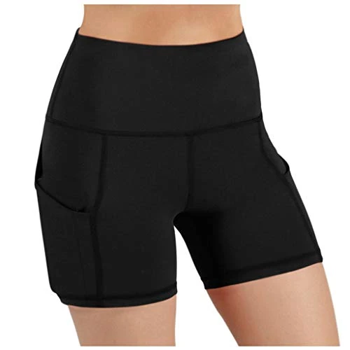 MatureGirl Hip Yoga Shorts Stretch Fitness Lady Pocket High-Waist Underpants Solid Running Yoga Pants Flower Bike Shorts (Black, S) 1 MatureGirl Hip Yoga Shorts Stretch Fitness Lady Pocket High-Waist Underpants Solid Running Yoga Pants Flower Bike Shorts (Black, S)