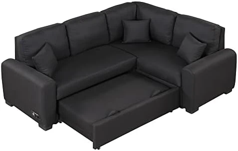 Merax L Shaped Sectional Sofa Couch Sleeper Bed With Storage Ottoman And Chaise For Living Room, Small Apartment Love Seats, Beige_Linen 14 Merax L Shaped Sectional Sofa Couch Sleeper Bed With Storage Ottoman And Chaise For Living Room, Small Apartment Love Seats, Beige_Linen - Image 14