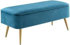 Ball & Cast Upholstered Velvet Storage Bench 44"W X 16"D X 18"H Grey,Golden Powder Coating Legs Set Of 1 -Safavieh Furniture 31IbFFIxnYL. AC