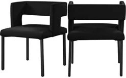 Meridian Furniture Caleb Collection Modern | Contemporary Upholstered Dining Chair With Unique Squared Back And Sturdy Iron Legs, Set Of 2, 23" W X 21" D X 30" H, Black Velvet, Matte Black -Safavieh Furniture 31Ifqr1BmsL. AC