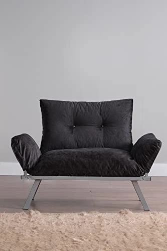 GENERIC HT Design Alin Extra Wide Modern Futon Loveseat For Living Rooms And Bedroom, Removable Cushions, 49" Wide Furniture For Guest Room Studio Apartments, Black 3 GENERIC HT Design Alin Extra Wide Modern Futon Loveseat For Living Rooms And Bedroom, Removable Cushions, 49" Wide Furniture For Guest Room Studio Apartments, Black - Image 3