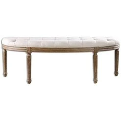 Uttermost Leggett White Button Tufted Accent Bench