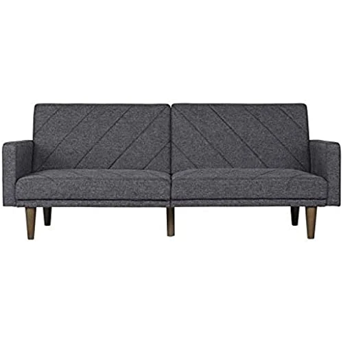 WYKDD Convertible Futon Couch Bed With Linen Upholstery And Wood Legs - Grey 2 WYKDD Convertible Futon Couch Bed With Linen Upholstery And Wood Legs - Grey - Image 2