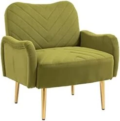 Lin-Utrend Accent Chair With Arms For Living Room,Lounge Armchair, Modern Tufted Single Chair With Gold Metal Legs Upholstered Reading Club Chair For Bedroom,Studio, Office, Powder Room(Olive) -Safavieh Furniture 31JP7DgU8bL. AC