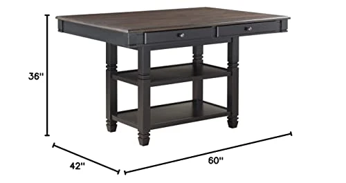 Homelegance 60" X 42" Two-Tone Counter Height Dining Table, Black/Natural 6 Homelegance 60" X 42" Two-Tone Counter Height Dining Table, Black/Natural - Image 6