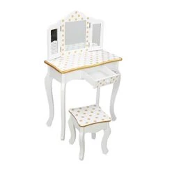 Children's Table And Chair Dressing Table, Dressing Table With Mirror And Drawers, Cute Princess Dressing Table For Little Girls,