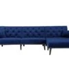 Convertible Sectional Sofa Bed, L-Shaped Reversible Reclining Velvet Sofa With 3 Seats And Pillows For Living Room Small Apartment Spaces Furniture Set (Blue)