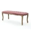 Christopher Knight Home Tassia Tufted Velvet Ottoman, Blush / Natural