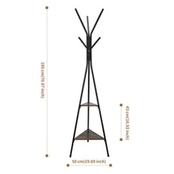 HOMESAN Free-Standing Coat Racks Metal Stand, Industrial Style, Hall Tree With 2 Shelves, For Clothes, Hat, Bag, Scarf, Home Or Office Floor Hanger -Safavieh Furniture 31Jgl1Yd7tL