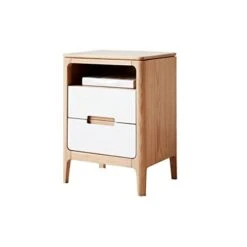 FURUIWUFENG Nightstand Wood Bedside Cabinet Storage Cabinet Modern Storage Cabinet Living Room Bedroom Bedside Drawer Small Cabinet Shelf Height 21.65 Inches End Table