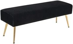 Furnimart Velvet Ottoman Bench Upholstered Tufted Bench With Padded Seat, Footrest Foot Stool With Sturdy Metal Leg, For Bedroom Living Room Entryway -Safavieh Furniture 31KGHrDSUL. AC