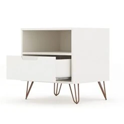 Eden Home Wood 2 PC 1 Drawer Nightstand Set In Off White And Nature -Safavieh Furniture 31KJyPNU3jL