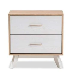 Baxton Studio Helena Mid-Century Modern Natural Oak And Whitewashed Finished Wood 2-Drawer Nightstand -Safavieh Furniture 31KOxKAJyUL