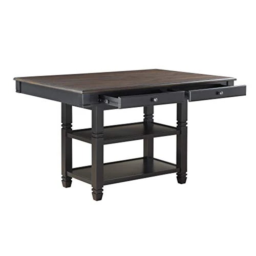 Homelegance 60" X 42" Two-Tone Counter Height Dining Table, Black/Natural 4 Homelegance 60" X 42" Two-Tone Counter Height Dining Table, Black/Natural - Image 4