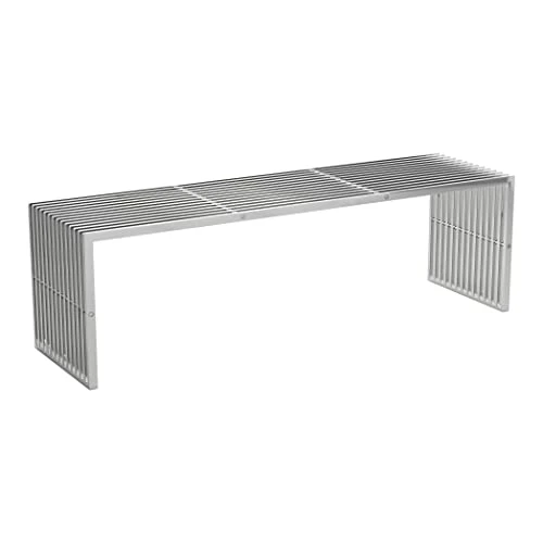 Bench Silver Solid Modern Contemporary Steel 1 Bench Silver Solid Modern Contemporary Steel