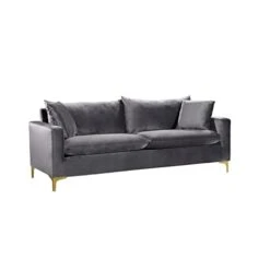 Meridian Furniture Naomi Collection Stainless 1 Modern | Contemporary Velvet Upholstered Sofa With Stainless Steel Base In A Rich Gold Or Chrome Finish, Grey 11 Meridian Furniture Naomi Collection Stainless 1 Modern | Contemporary Velvet Upholstered Sofa With Stainless Steel Base In A Rich Gold Or Chrome Finish, Grey -Safavieh Furniture 31L73sZkxsL