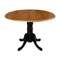 International Concepts Round Dual Drop Leaf Ped Table, Black/Cherry, 42-Inch