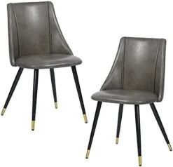 FurnitureR Mid-Century Dining Room Chairs Set Of 2, Side Chair Velvet Upholstered Seat With Metal Frame, Yellow -Safavieh Furniture 31LhvY6pbUS. AC