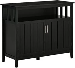 HOMCOM Sideboard Buffet Cabinet, Kitchen Cabinet, Coffee Bar Cabinet With 2 Doors And Adjustable Shelves For Entryway Living Room, Black -Safavieh Furniture 31LjVkE 82L. AC