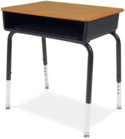 Virco 785 School Desk For Students In Grades Elementary - University, Plastic Open-Front Book Box For Classrooms, Adjustable Legs - Grey Nebula Laminate Top (2 Desks) -Safavieh Furniture 31Lo4bKwC0S. AC 2