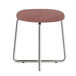 Round Backless Metal Vanity Stool With Upholstered Seat, Pink, 51111 -Safavieh Furniture 31M2Fo6gnZL