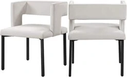 Meridian Furniture Caleb Collection Modern | Contemporary Upholstered Dining Chair With Unique Squared Back And Sturdy Iron Legs, Set Of 2, 23" W X 21" D X 30" H, Black Velvet, Matte Black -Safavieh Furniture 31MFqf27ydL. AC