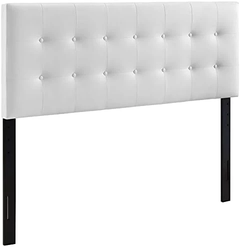 Emily Tufted Button Faux Leather Upholstered Twin Headboard In White 5 Emily Tufted Button Faux Leather Upholstered Twin Headboard In White - Image 5