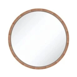 SIERSOE Round Wood Mirror 24 Inch, Wall Framed Bathroom Mirror For Vanity Farmhouse Rustic Mirror -Safavieh Furniture 31MPyrLUakL