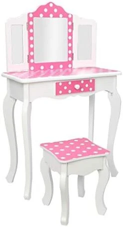 Kids Vanity Table & Stool Set With Mirror, 2 In 1 Princess Makeup Dressing Table W/ Drawer & Detachable Top, Dressing Table Princess Makeup W/ 2 180° Folding Mirror For Age 3-12 Girls, White+Yellow 19 Kids Vanity Table & Stool Set With Mirror, 2 In 1 Princess Makeup Dressing Table W/ Drawer & Detachable Top, Dressing Table Princess Makeup W/ 2 180° Folding Mirror For Age 3-12 Girls, White+Yellow -Safavieh Furniture 31MS00yuqL. AC