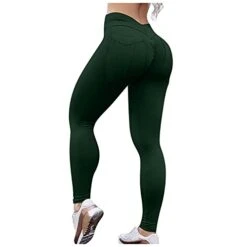 Sports Waist Yoga Stretch With Pockets Ladies Pants High Pants Fitness Sexy Yoga Pants Yoga Pants For Girls 7-8 (Green, S)