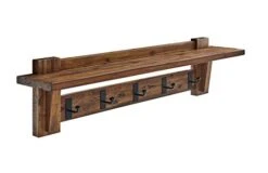 Alaterre Furniture Durango 60" L Industrial Wood Coat Hook Entryway Shelf