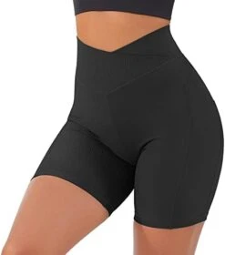 MatureGirl V Biker Waisted Waist Shorts Cross Shorts Butt Lifting Women Workout High Yoga Shorts 4X Yoga Shorts (Black, XL) -Safavieh Furniture 31MfBgy E4L. AC